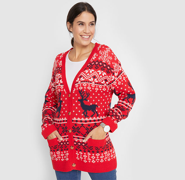 Sweter rozpinany w norweski wzór