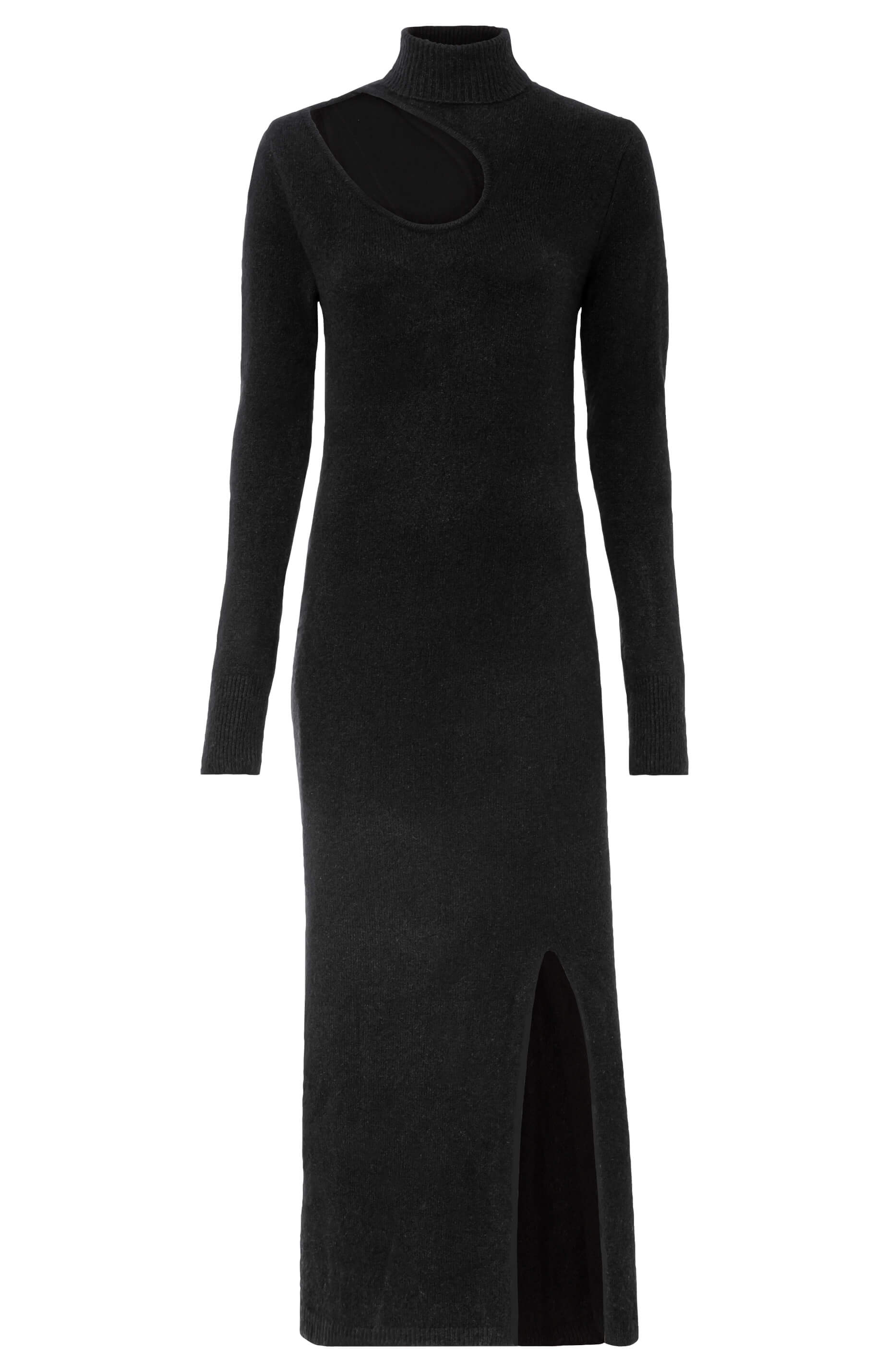 Długa sukienka dzianinowa z wycięciami