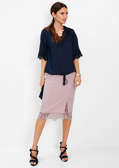 Spódnica ołówkowa matowy jasnoróżowy