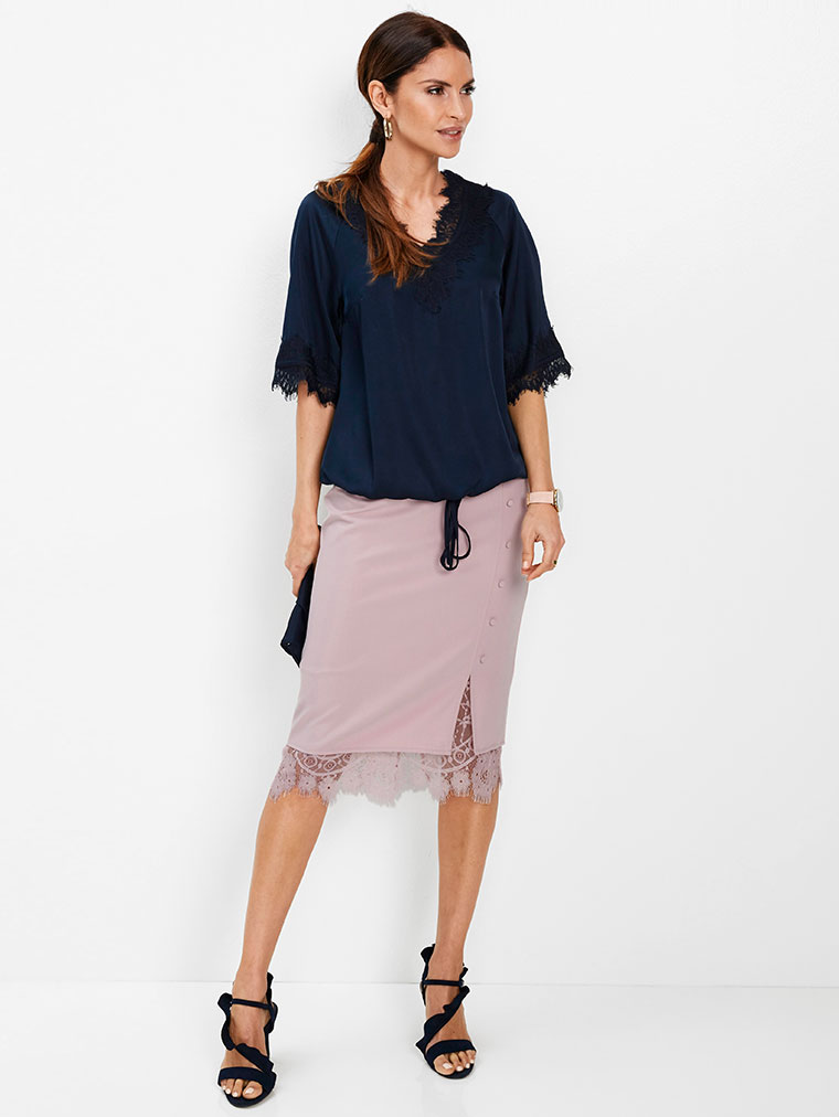 Spódnica ołówkowa matowy jasnoróżowy