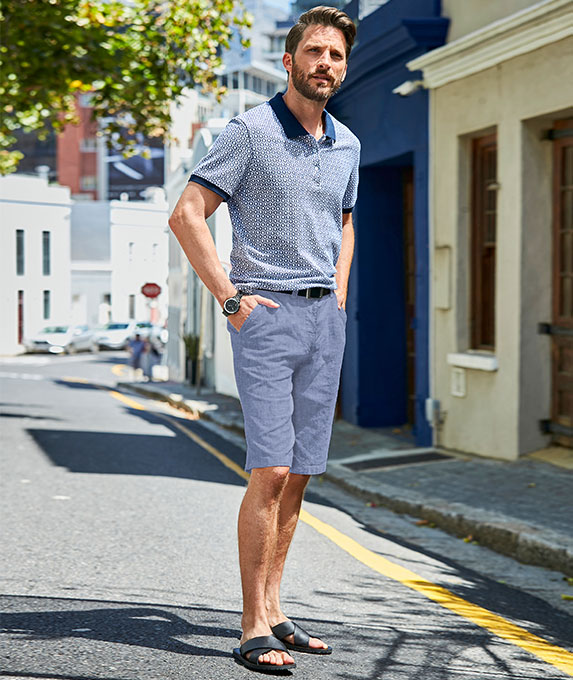 Bermudy chino z lnem